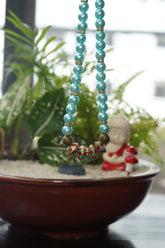 Blue Pearl Necklace with Earrings