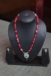 Necklace with silver polished Pendant & Earrings